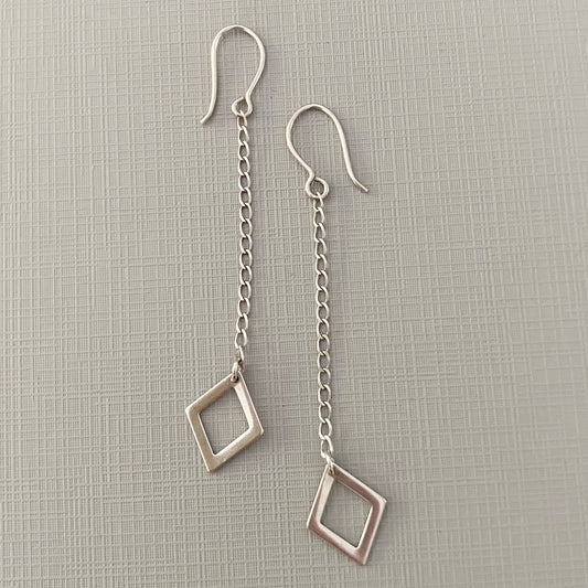 CHAIN AND SILVER DIAMOND earrings